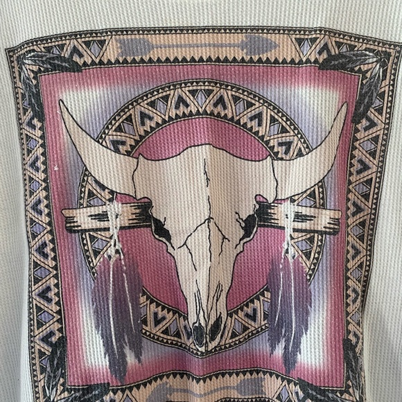 Urban Outfitters Cow Skull Thermal Long Sleeve Shirt - Picture 3 of 10